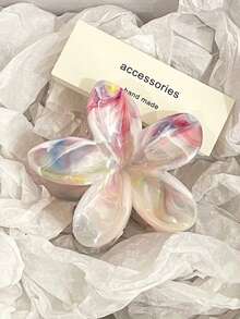 3个/1个 白色和紫色渐变大号2.99英寸花朵塑料发夹，百搭时尚，优雅简约，纯色，适合日常、休闲、派对、通勤、海滩、沐浴、化妆、装扮等场合，发饰爪夹发夹发卡发夹发夹发圈发夹发卡夹秋冬度假装扮女士花朵发夹夏季装扮 - 彩色 - 查看 8