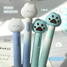 قلمان جل بتصميم كف قطة ذو ملمس ناعم، كتابة سلسة بقطر 0.5 ملم باللون الأسود، لوازم مكتبية، أقلام جل جميلة، طقم أقلام، ضروري للعمل، قرطاسية مكتبية، أقلام ممتعة، تصميم غريب، قبضة مريحة، أقلام متينة، أقلام بزر دفع، موظفو المكتب، هواة القرطاسية