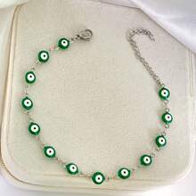 Pulsera de acero inoxidable con ojo malvado para mujeres, pulsera con cadena redonda esmaltada y cuentas de ojo malvado azul, joyería de playa de verano, regalo 2024 (número aleatorio de ojos)