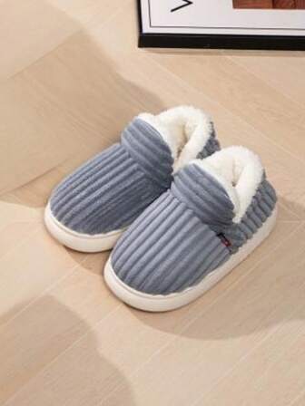 1 Pair Solid Color Soft Sole Thermal Lined Thick Winter Ankle Boots, High-Top Shoes For Outdoor Wear, Thick Bottom Anti-Slip Warm Shoes, Indoor Slip-On Slippers