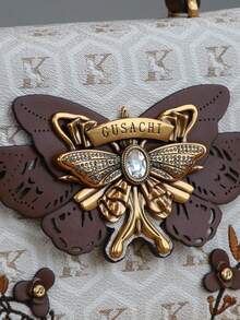 2025 Luxury Fashion New Rhinestone Butterfly Hardware Vintage Floral Handbag, Exquisite Embroidered Small Square Bag, Commuter Large Capacity Shoulder Crossbody Bag, Versatile Mother Bag, Elegant Small Purse - 彩色 - 查看 10