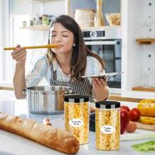 PeacePeo Plastic Jars With Lids, 16 Pcs 32 OZ Large Plastic Storage Jars With Black Leakproof Lids Cylinder Plastic Storage Container Jar Reusable Clear Empty Jars For Home And Kitchen Organizing - ColorI - 查看 6