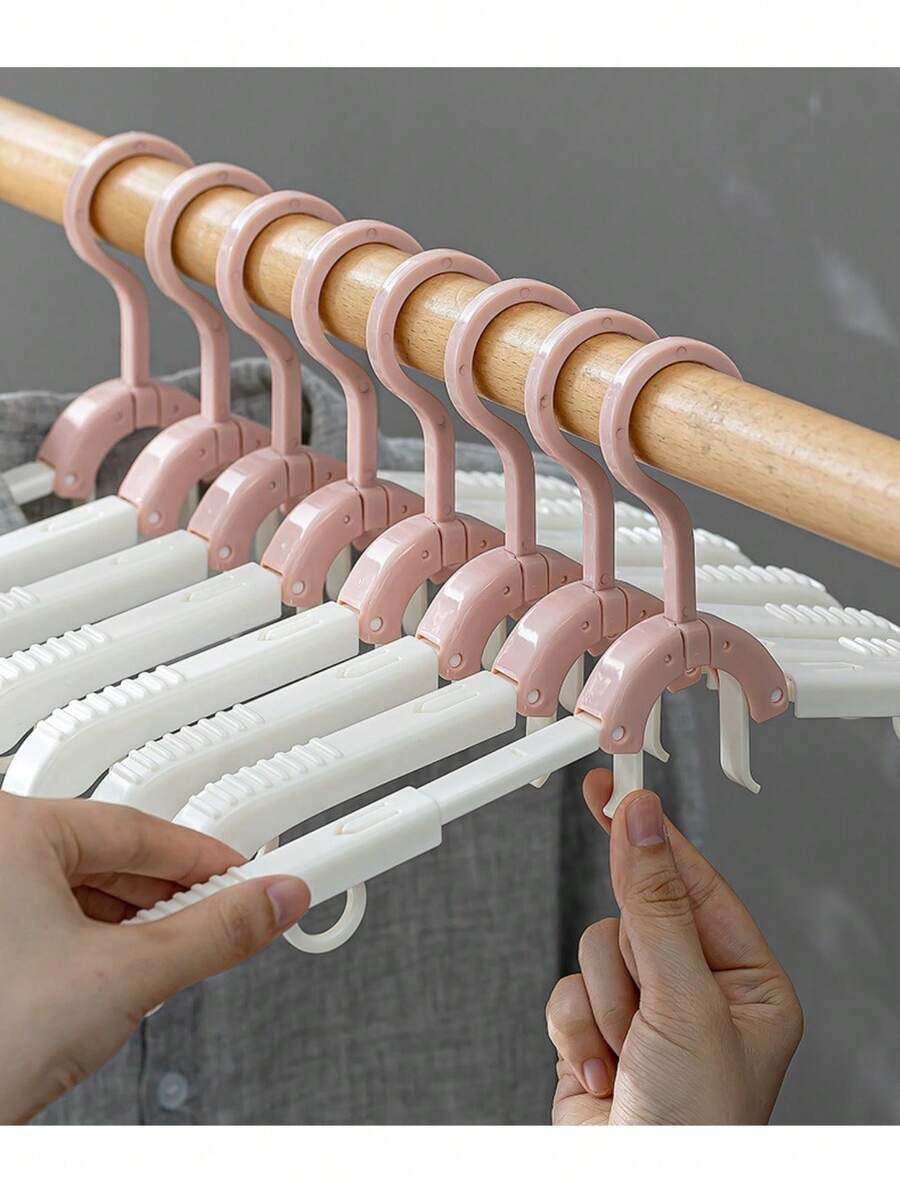5pcs Multi-Functional Foldable Retractable Clothes Hanger, Collapsible Drying Rack, Portable Folding Travel Clothes Hanger For Travel, Business Trip, And Home Use – Ultra-Light, Space-Saving Drying Stand With Adjustable Arms, Durable Plastic Hangers, Quick-Dry Ventilated Design, Perfect For Laundry, Garment Care, Luggage-Ready Pack, Mother's Day Gift, Spring Cleaning, Easter Holiday Prep - Multicolor - View 1