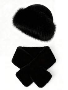 1/2件套保暖毛绒渔夫帽围巾套装，柔软时尚的针织帽和围脖组合，送给家人和朋友的绝佳礼物，秋冬季保暖头饰，情人节礼物 - 彩色 - 查看 16