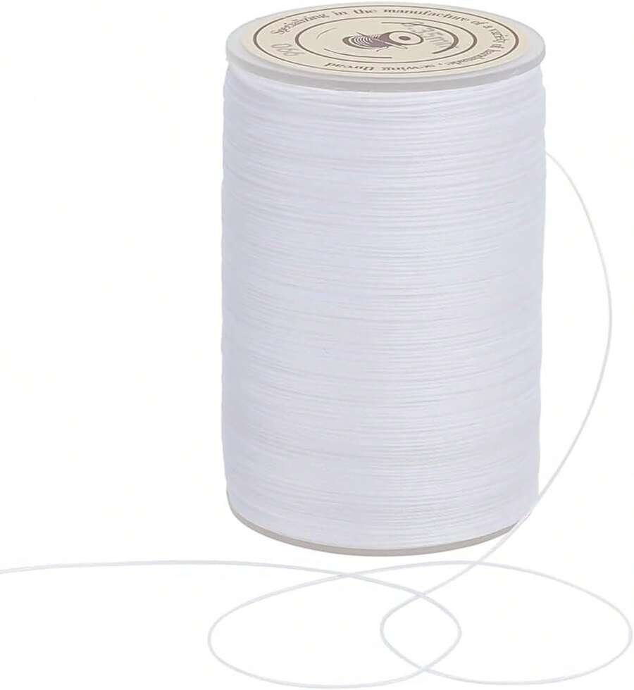 Hilo de encerado, 160m/rollo, hilo de poliéster duradero, hilo para pulseras, manualidades DIY, pulseras y collares, adecuado para coser, reparar y manualidades (blanco) (0.45mm) - Blanco - Ver 1
