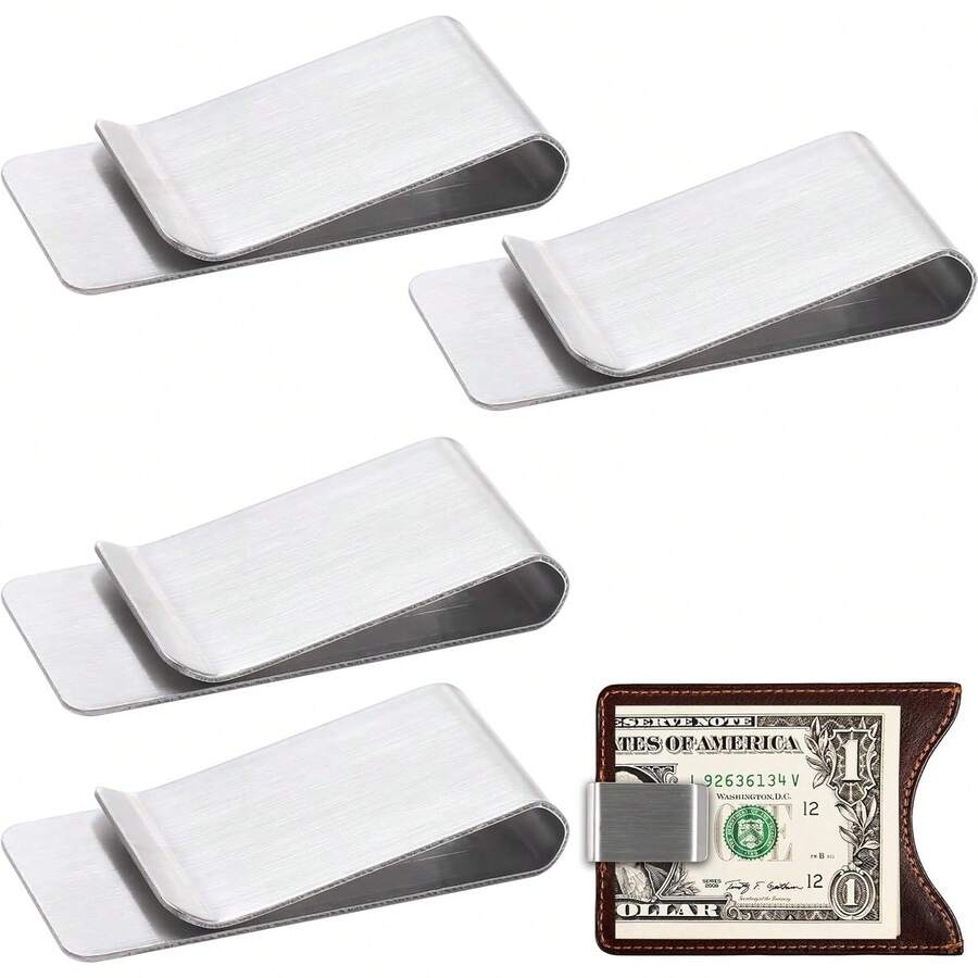 4 Pack Clip de para Tarjetas de Crédito Portatarjetas de Titanio Sólido con Clip para Dinero Billetera Minimalista Delgada y Funcional Regalo de Graduación para Hombres - 1 - Ver 1