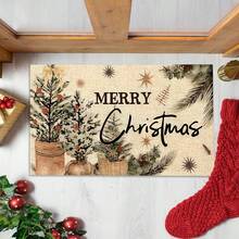 1pc Christmas Doormat, Drainage Mat For Kitchen, Living Room, Entryway, Balcony, Home Decor, Anti-Slip, Suitable For Cafe, Bar, Holiday, Party, Bedroom, Bathroom
