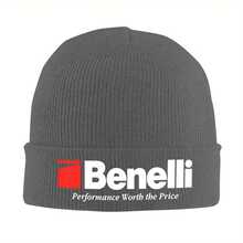 1pc Benelli Performance Winter Beanie - Stretchable Acrylic Knit Hat For Men & Women, Lightweight Cartoon Themed Design, With Red & Logo, Casual Christmas Headwear, Winter Headwear| Cartoon Themed Hat| Stretchable Fabric - Xám - Xem 6