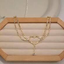 Modischer vielseitiger Perlenknöchelschmuck, sexy Kristall-Herz-Quastenknöchelschmuck