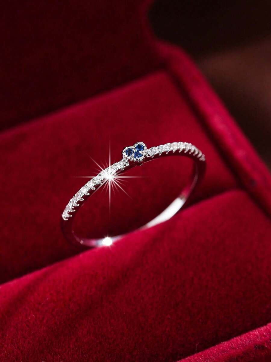 1 Stück Damen Verlobungsring mit herzförmigem kubischen Zirkonia, geeignet für den täglichen Gebrauch