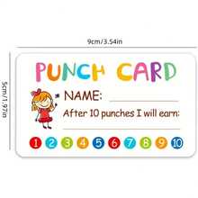 100pcs Durable Cute Punched Cards With Puncher - Colorful Behavior Reward System For Classroom And Home, Easy-To-Use Incentive Tool