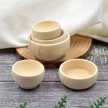 5-Piece Unfinished Wooden Bowls 57X30Mm- DIY Craft Mini Round Bowls For Painting, Home Decoration, Kitchen Condiments, Salads, Nuts, Dips, Spices, Candies-Portable Tableware Set Wooden Mini Round Bowls Handicrafts, Small Unpainted Wooden Bowls, Home Decor, Creative Painting, Home Mini Decoration