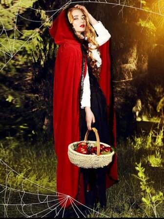 1 件蕾丝连帽斗篷，万圣节女巫服装，圣诞吸血鬼角色扮演 Masauerade 表演斗篷