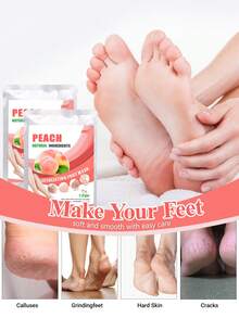 5双足部去角质足膜 - 去除粗糙、龟裂、干燥足部老茧，去除死皮 - 柔软足部去角质膜 - 注入桃子和芦荟提取物，无刺激足部去角质膜，居家水疗体验和礼物创意