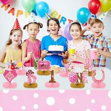 D9PCS Cowgirl Party Decorations Western Cowgirl Honeycomb Centerpieces For Pink Girl One Birthday Baby Shower Party Supplies10