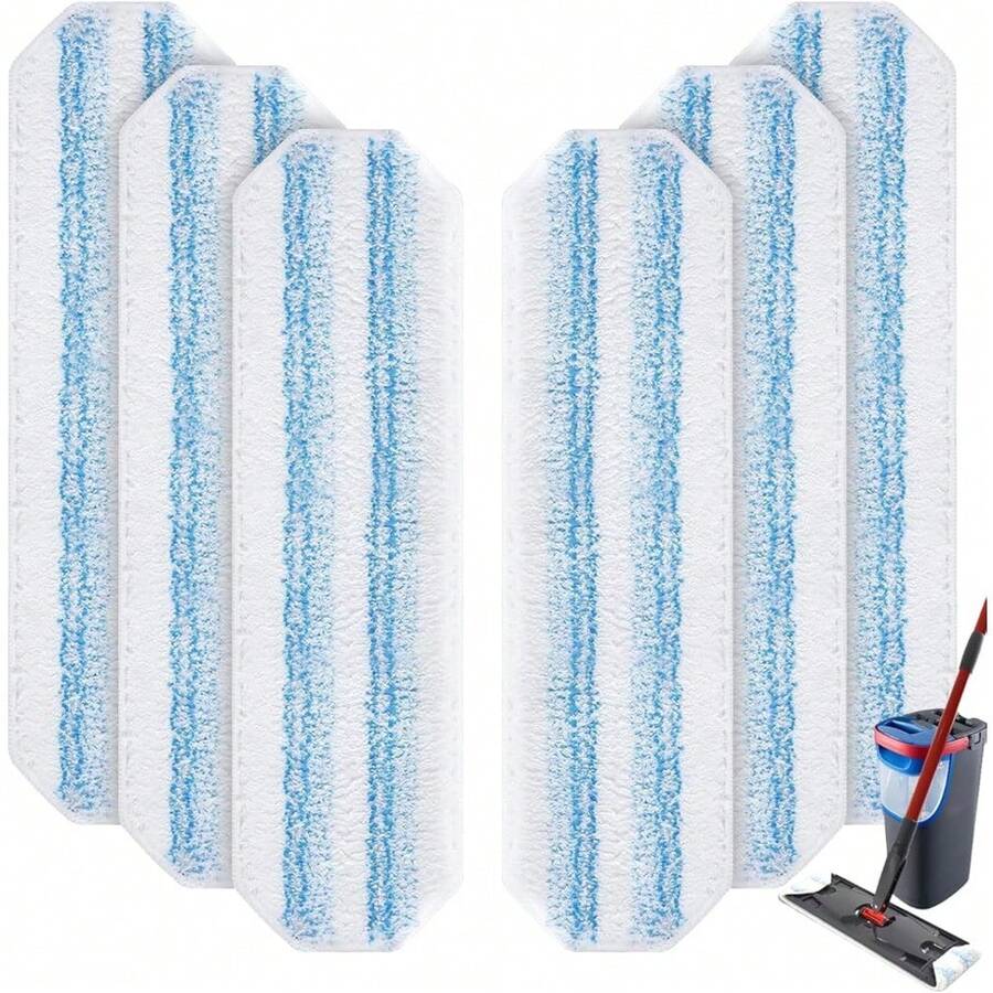 10-Pack Reusable Microfiber Mop Refill Pads - Compatible With Popular Spray Mop Systems, Includes 5 Dry Sweeping And 5 Deep Cleaning Cloths For Hardwood And Multi-Surface Floors - 6片 O-cedar H2pro 拖把墊 - 查看 1