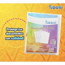 Koovi| piezas de protector de hojas transparentes, protectores tamaño carta con 11 perforaciones ideales para carpeta, protege todos tus documentos de salpicaduras - 1 - Ver 4
