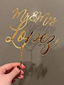 1/3/5 piezas Decoración para pastel de boda, Decoración personalizada para pastel, Decoración rústica para pastel de boda, Decoración personalizada Sr. y Sra. para pastel, Decoración para pastel de boda, Boda dorada, Diseño elegante - Multicolor - Ver 8