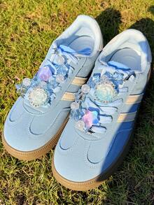 1/2/6 peças Acessórios Fofos para Sapatos Azuis (Strass Rosa, Estrela Tie Dye, Corrente) - Decorações DIY Removíveis e Fáceis de Instalar para Personalizar Sapatos de Lona, Tênis, Sapatos de Plataforma, Qualquer Sapato com Cadarço - Presentes Perfeitos para Feriados, Festas e Ocasiões Especiais