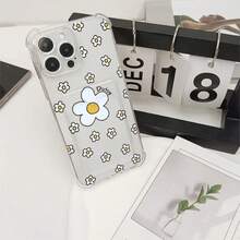 Funda de Teléfono Transparente Floral Blanca - Diseño Práctico y Duradero de Alta Gama, Adecuada para 17 16/15/14/12/11//X/XR/XS Pro/Pro/Plus| Accesorios de Estilo de Vida Elegante - Colores mixtos - Ver 1