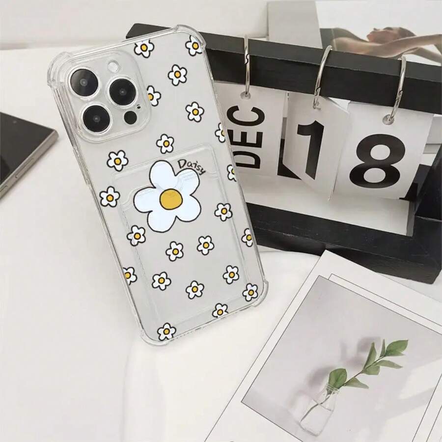 Funda de Teléfono Transparente Floral Blanca - Diseño Práctico y Duradero de Alta Gama, Adecuada para 17 16/15/14/12/11//X/XR/XS Pro/Pro/Plus| Accesorios de Estilo de Vida Elegante - Colores mixtos - Ver 1