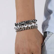 Set de brățări în stil vintage, set personalizat de combinații hip hop cu cap de craniu, bijuterii bărbătești, set de brățări din lut moale