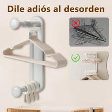 NUOWEI Organizador De Perchas, Organizador Ganchos de Ropa Retráctil Ajustable, Perchero De Almacenamiento Es Adecuado Para Dormitorios, Baños, Aseos, Balcones Para Guardar Toallas, Perchas, Etc - Crema Blanco - Ver 4