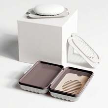 Jabón de Viaje, Bandeja de Jabón de Baño Portátil con Bandeja Adecuada para Baño, Gimnasio - Gris+Azul - Ver 11