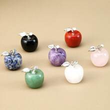 1 件迷你天然玫瑰石英水晶东陵石苹果雕刻疗愈宝石圣诞装饰品家居礼物