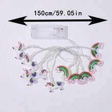 1.5m Unicorn, Rainbow, Cloud LED String Lights, Cartoon Decor Lighting, Suitable For Bedroom, Study, Display Window, Also Called Unicorn Rainbow Fairy Lights - Unicorn + Rainbow - View 2