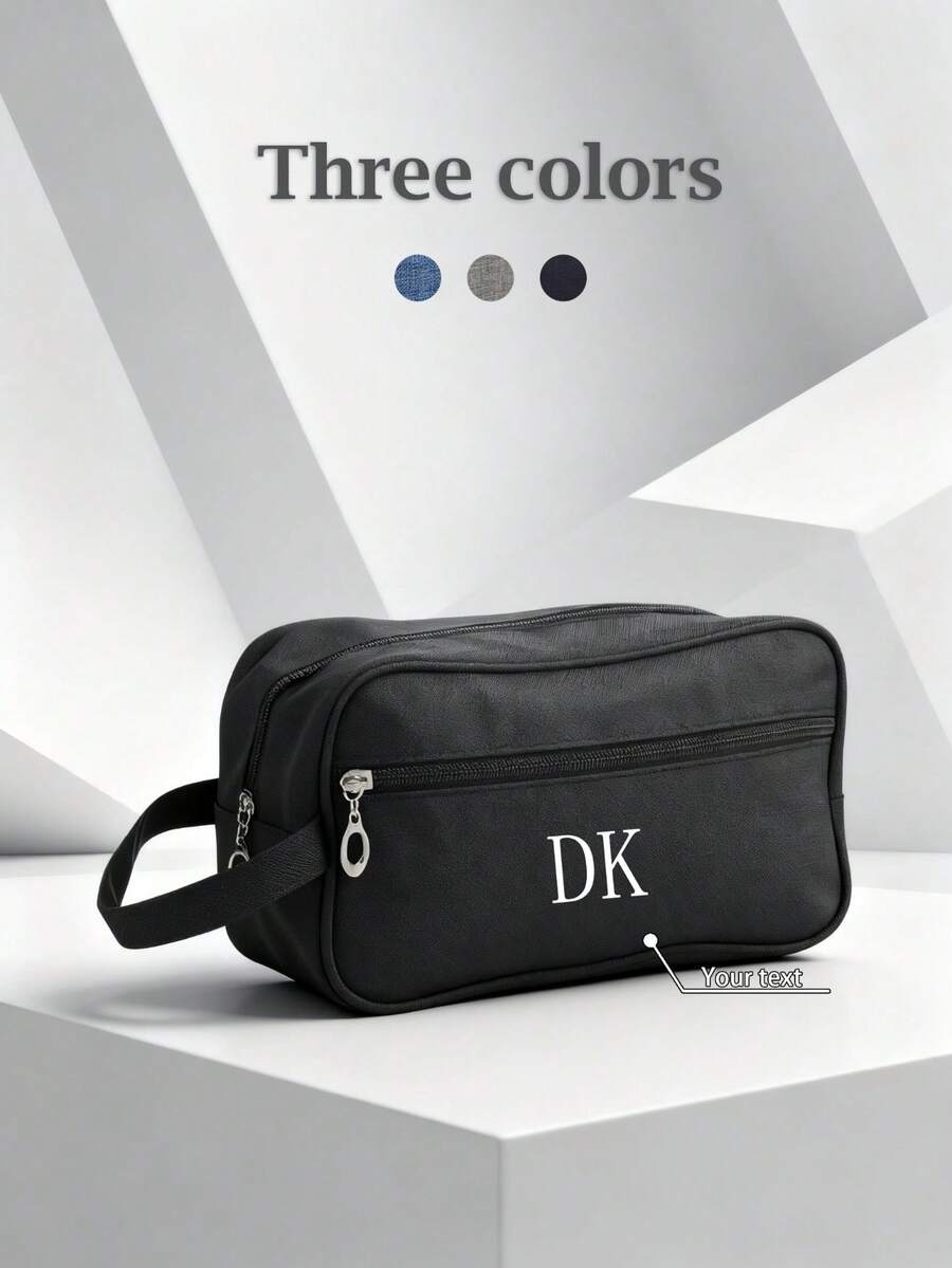 1pc Customized Men's Handbag, Travel Storage Bag, Double-Layer Handbag, Large Capacity Handbag, Embossed Name Handbag, Canvas Material, Fashion Versatile, Unisex Handbag, Suitable For Travel, Business