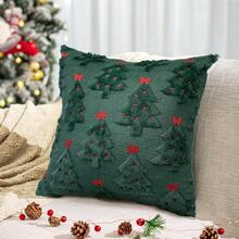1pc Christmas Tree Decorative Pillow Case, Soft Fluffy Luxury Throw Pillow Cover For Bedroom, Sofa, Christmas Holiday, Winter Home Decor