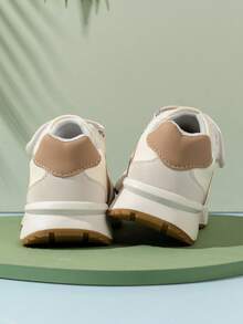 Fashion Kids' Athletic Shoes, Non-Slip And Durable, Soft And Comfortable, Multi-Color Patchwork Design, Hook And Loop Closure For Easy On/Off, Versatile With Various Outfits - Khaki - View 5