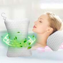 1 pieza Almohada para bañera, Cojín de descanso para cabeza de bañera de baño, Almohada para bañera de hidromasaje, Almohada de soporte para cabeza y cuello, Malla 3D con ventosa, Lavable a máquina