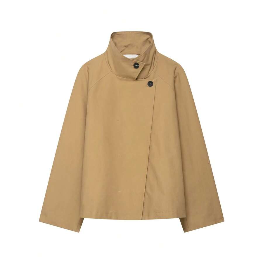 Áo gió ngắn cổ đứng thời trang nữ mới của DEEKA mùa thu - Màu Khaki - Xem 1