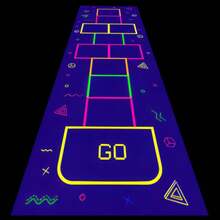 118 X 39 Inch Neon Light Up Dance Floor Glow In The Dark Runner UV Reactive Blacklight Floor Aisle Runner Decor Wall Props For 80s 90s Neon Birthday Party Decorations(Rectangle) - trò chơi nhảy ô vuông - Xem 8