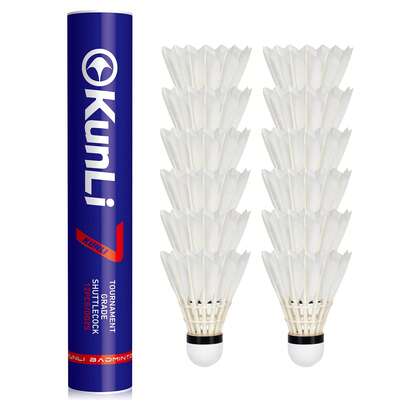 Kunli Badminton Shuttlecocks 12-Pack (All Round Feather) Duck Feather With Great Durability Stability And Balance,Suitable For Professional Competition Or Training Indoor Sports