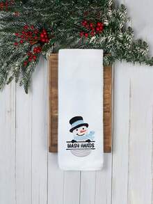 Toalha de mão super macia bordada de boneco de neve para o Natal, adequada para cozinha, decoração de banheiro e presentes, toalhas de banho para salão de beleza, esportes de hotel, itens essenciais para casa, toalha, cuidados com a pele