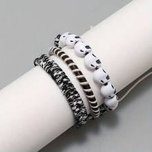 Set de brățări în stil vintage, set personalizat de combinații hip hop cu cap de craniu, bijuterii bărbătești, set de brățări din lut moale