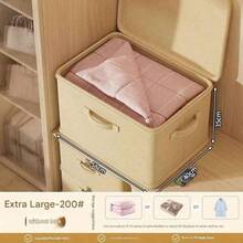 1pc Foldable Thickened Fabric Storage Box With Zipper And Handle, Non Installation Fabric Large Capacity Storage Box, Dustproof And Moisture Proof Folding Clothing Sorting Box