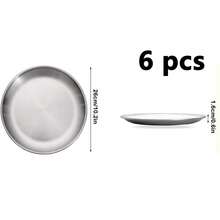 1-4-6-10-Piece Stainless Steel Dinner Plates, 6.6In 7.8In10.2In Round Kitchen Metal Dish Plates, Rust-Proof Camping Serving Plates For BBQ, Snack, Salad, Appetizer, Fruit,Cook