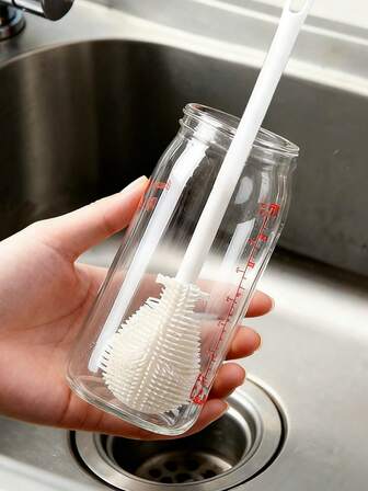 3pcs Silicone Cleaning Brush Set With Long Handle, Detachable Bottle Brush For Water Cup, Water Bottle, Mug, Coffee Cup, Beer Glass And More