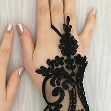 Women's Elegant Gothic Lace Gloves - Fingerless Gloves With Floral Pattern, Secure Elastic Wrist, Suitable For Weddings, Halloween, Party Costumes - Formal Event Accessories - Hand Wash Only - Essential Gothic Party Costume, Halloween Costume, Exquisite Embroidery, Delicate Fabric, Role Play Enthusiasts - 黑色 - 查看 6