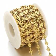 18K Gold Plated Stainless Steel 4-Leaf Clover Chain, DIY Necklace & Bracelet Jewelry Accessories (Comes With Dragon Tooth Clasp)