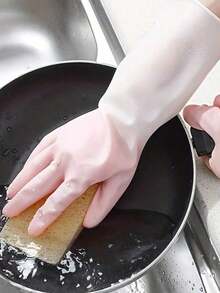 1 paire de gants en latex imperméables à changement de couleur graduel pour femmes, pour la lessive, les travaux ménagers, le nettoyage et la vaisselle. Type fin et antidérapant.