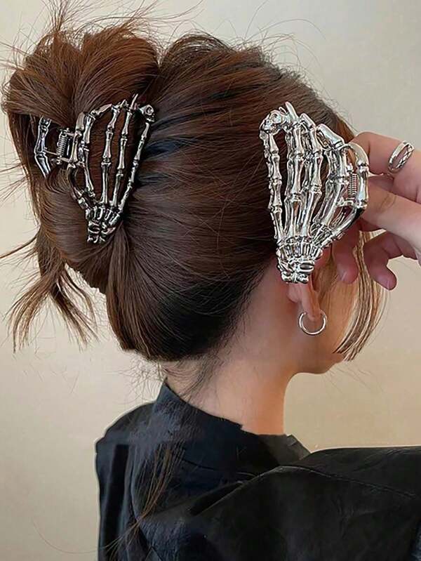 1/2/3 Stücke/Set Halloween gruselige Skelett Krallen Haarclips, Gothic Stil Haaraccessoire, geeignet für Paare, perfekte Wahl für Ostergeschenke. Teufel Straßen Haaraccessoires Haarclips, Haarclips, Haarclips, Haarclips, Haarclips, Haarclips, Halloween Haaraccessoires, Schulmaterial, Hochschulmaterial. Herbst Krallen Clips elegante Haarklammer Herbst Haarklammer