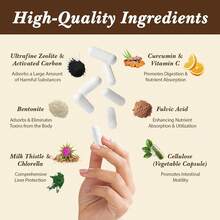 Zeolite Detox Capsules, Organic Activated Charcoal, Bentonite Clay, 1-2 µm Clinoptilolite, Maximum Absorption, Gut Liver Detox Cleanse Full Body For Women Men, 90 Capsules, Free Shipping - Không có hương vị - Xem 2