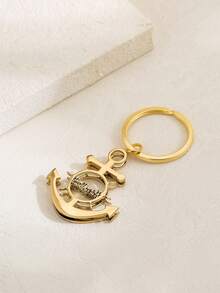 1 Stück personalisierter Edelstahl Namensanhänger - Personalisierter matter Anker Seemann Buchstaben Anhänger mit glänzenden Akzenten, unisex Panzerkette Schmuckgeschenk, geeignet für Lässig oder formelle Anlässe, Boho-Chic, 18 Karat vergoldet, personalisierter Schlüsselanhänger