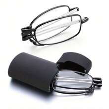 1 Pair Of Anti-Blue Light Reading Glasses With Folding Case - Suitable For IPad, Smartphones, E-Books Computer Glasses - Oval Lenses, Red/Blue Tint - Lightweight And Portable, Suitable For Office, Travel, Home Use - Compatible With Magnification Levels From +1.00 To +400.00 - Unisex, Tech Accessories, Fashionable Design, Small And Compact - 紅色的 - 查看 4