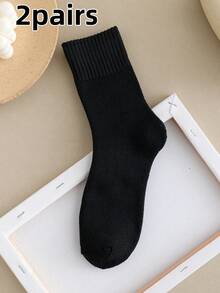 1双/2双/5双/10双装女士加厚羊毛混纺中筒袜，秋冬季保暖隔热，黑色、酒红色、米色等多种颜色可选，适合各种场合。 - 彩色 - 查看 48